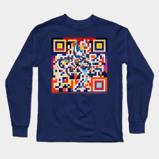 RickRoll QR Code Abstract Painting Long Sleeve T-Shirt